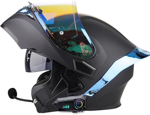 Motorradhelme Bluetooth Modularer Klapphelm Vorne Motorradhelm Straßenzulassung ECE/DOT-Zugelassener Sturzhelm for Erwachsene Doppelvisier for Männer Und Frauen Rennsport Touring(E,XL:61~62cm) von tylxayoxa