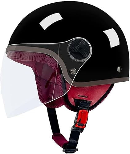 Offener Helm Mit Niedrigem Profil, Motorradhelm Mit Innerer Sonnenblende, Offener Jet-Motorradhelm for Erwachsene – Straßenzulassung for Motorradfahrer, ECE-geprüft(B) von tylxayoxa