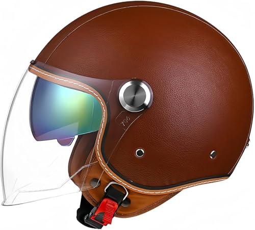 Offener Helm Mit Niedrigem Profil, Motorradhelm Mit Innerer Sonnenblende, Offener Jet-Motorradhelm for Erwachsene – Straßenzulassung for Motorradfahrer, ECE-geprüft(C,L=60-62cm) von tylxayoxa