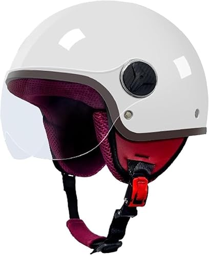 Retro 3/4 HelmErwachsener Offener Motorradhelm Männer Und Frauen Motorradhelm for Moped ECE/DOT, Transparentes Visier(I) von tylxayoxa