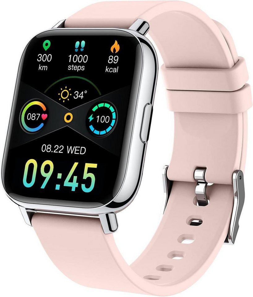 uaue Damen Herren Fitness Touchscreen Sport Smartwatch (1,85 Zoll, Andriod/ iOS), mit Pulsuhr Herzfrequenz Schlafmonitor Schrittzähler IP68 Wasserdicht von uaue