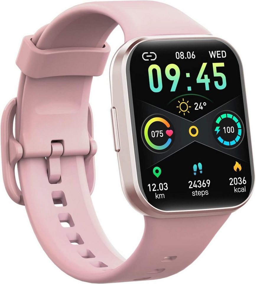 uaue Smartwatch (1,69 Zoll, Android iOS), Fitnessuhr mit Pulsuhr Herzfrequenz IP68 Wasserdicht 25 Sportmodi von uaue