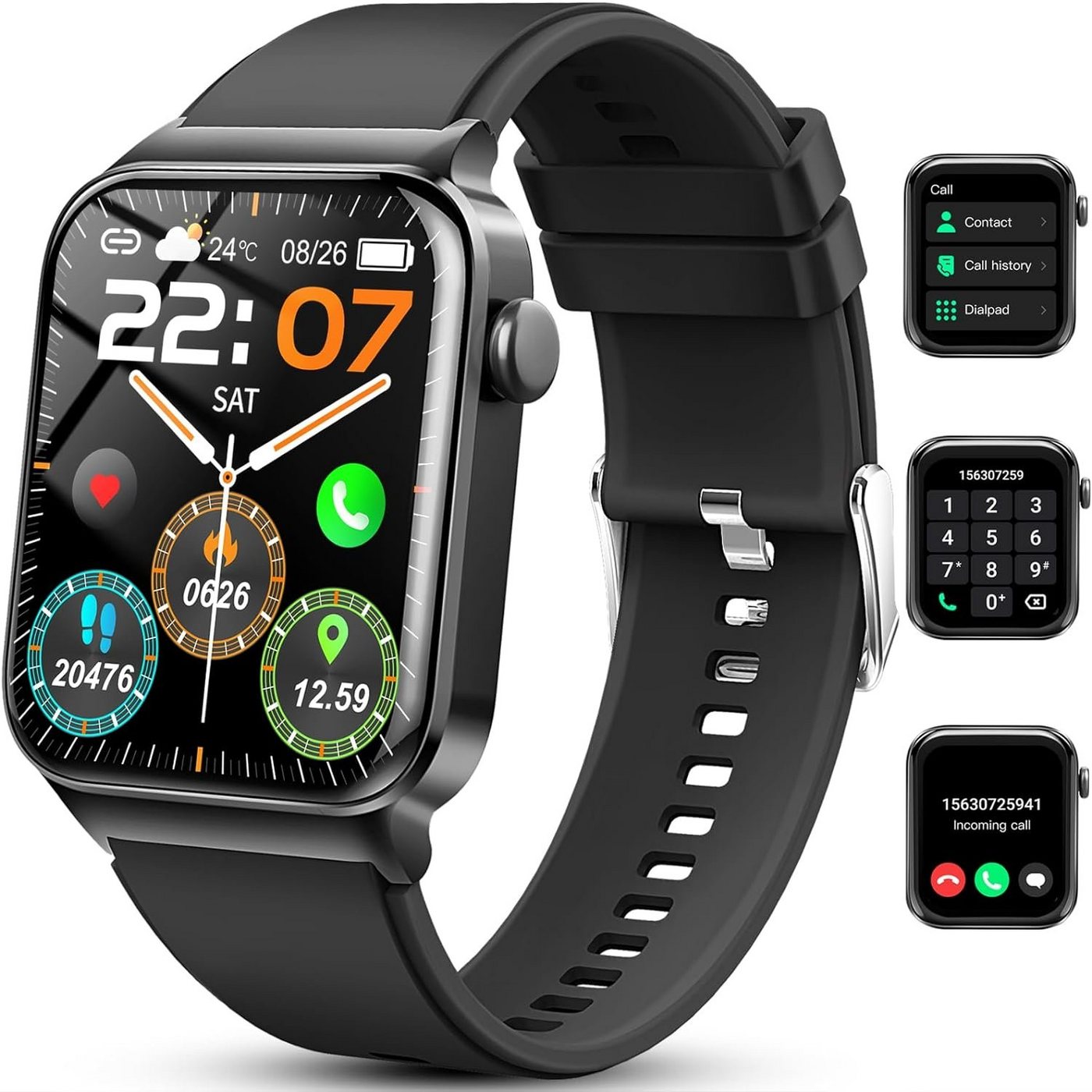uaue Männer's & Frauen's Smartwatch (1,85 Zoll, Android / iOS), mit Telefonfunktion 113 Sportmodi, Schrittzähler Schlafmonitor Pulsuhr von uaue