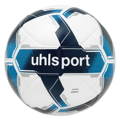 uhlsport Fussball ATTACK ADDGLUE Fussball Soccer Spielball Trainingsball - mit neuer ADDGLUE-Technologie - Weiß/Royal/Blau - Größe 5 - FIFA BASIC von uhlsport