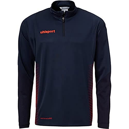 Uhlsport Herren Score 1/4 Zip Top Sweatshirt, Marine/Fluo Rot, L von uhlsport