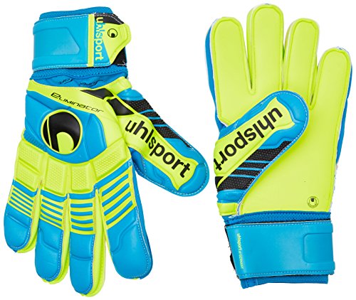 uhlsport Erwachsene Torwarthandschuhe Eliminator Supersoft, Cyan/Fluo Gelb/Schwarz, 11 von uhlsport