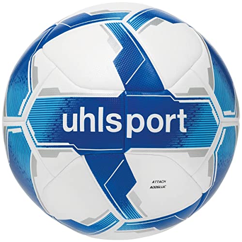 uhlsport Fussball Attack ADDGLUE Fussball Soccer Spielball Trainingsball - mit Neuer ADDGLUE-Technologie - Weiß/Royal/Blau - für Jugend und Aktive - FIFA Basic, 5 von uhlsport