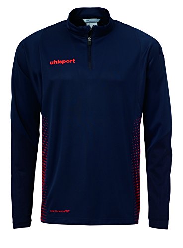 Uhlsport Kinder Score 1/4 Zip Top Langarmshirt, Marine/Fluo rot, 128 von uhlsport