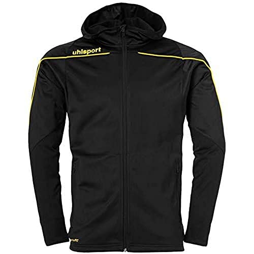 uhlsport Kinder Stream 22 Track Hood Jacke Kinderjacke, schwarz/limonengelb, 164 von uhlsport