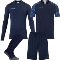 uhlsport Reaction Goalkeeper Torwart-Set marine/fluo blau XXL von uhlsport