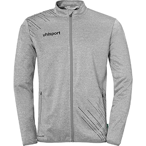 uhlsport Score 26 Classic Jacke Herren Sport Fußball Trainingsjacke Sweatshirt Jacke Sweatjacke - elastischer Ausgehanzug mit Reißverschluss-Taschen, dark grau melange/schwarz, L von uhlsport