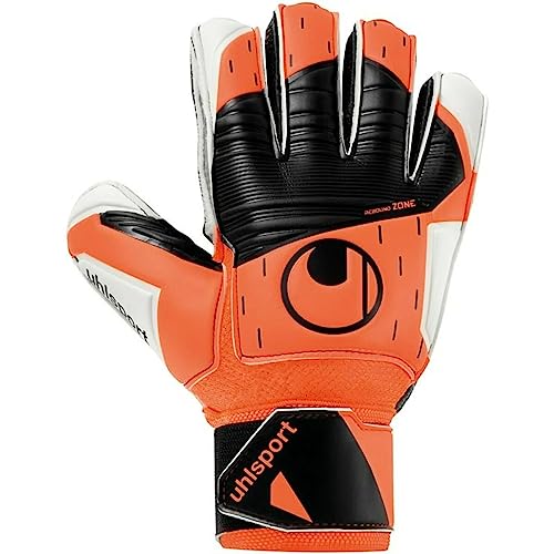 uhlsport Soft Resist+ Flex Frame Torwarthandschuhe Gloves für Erwachsene und Kinder Fußball Soccer Football - geeignet für jeden Untergrund - Fluo orange/weiß/schwarz - Größe 7 von uhlsport