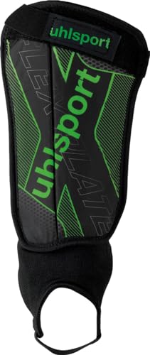 UHLSPORT Unisex – Erwachsene Flex Plate Schienbeinschoner, Schwarz/Fluo Grün/Silber, M von uhlsport