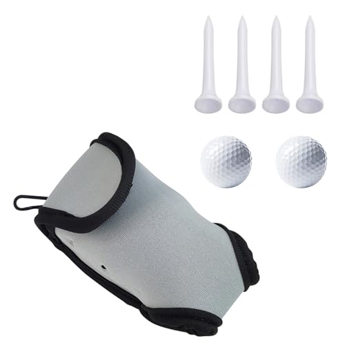 ulafbwur Neopren-Golfballtasche mit Haken zum Aufhängen, tragbar für Bälle, Zubehör, Organizer, Hüfttasche Grau von ulafbwur