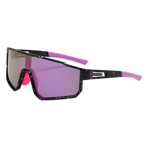 ulafbwur Outdoor-Sport-Fahrradbrille mit Anti-Rutsch-Nasenpads, Sonnenschutz, UV-beständig, ultraleicht, zum Laufen, Angeln, Radfahren, Brillen Schwarz & lila von ulafbwur