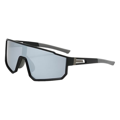 ulafbwur Outdoor-Sport-Fahrradbrille mit Anti-Rutsch-Nasenpads, Sonnenschutz, UV-beständig, ultraleicht, zum Laufen, Angeln, Radfahren, Brillen Schwarzes Silber von ulafbwur