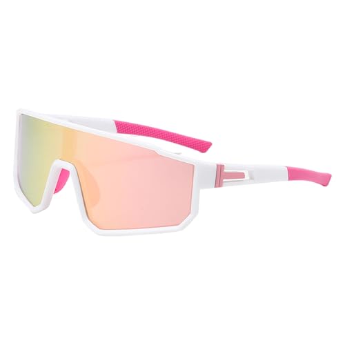 ulafbwur Outdoor-Sport-Fahrradbrille mit Anti-Rutsch-Nasenpads, Sonnenschutz, UV-beständig, ultraleicht, zum Laufen, Angeln, Radfahren, Brillen Weiß & Pink von ulafbwur