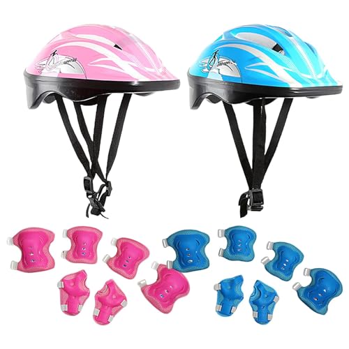 ulapithi Kinderhelm Und Pads Für Kinder, Kinderhelm Mit Ellbogenschoner Knieschoner Handgelenkschoner, Kinder Sport Schutzausrüstung Set Für Fahrrad Roller Skateboard Rollschuh, 7-Teiliges von ulapithi