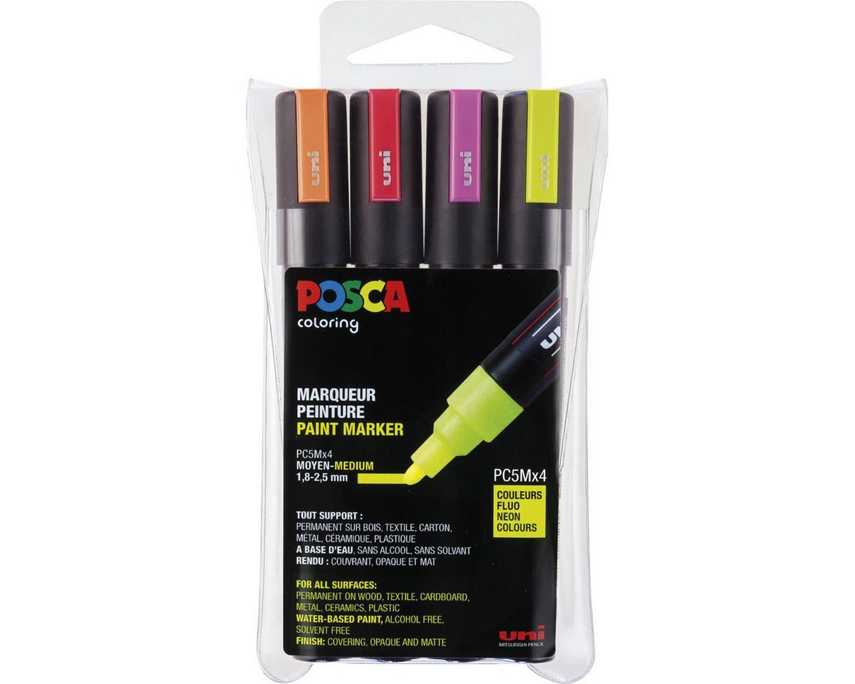 uni-ball Lackmarker uni-ball POSCA PC-5M Marker - 4er Set Neon von uni-ball