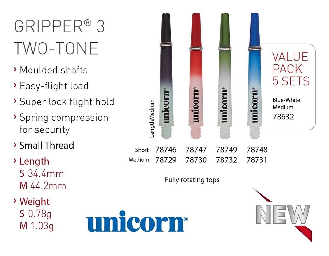 unicorn Dartpfeil Gripper 3 TWO-TONE Shaft M / Rot unicorn Dartpfeil Gripper 3 TWO-TONE Shaft M / Rot von unicorn