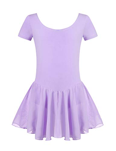 Untlet Ballettkleid Mädchen Kinder Kurarm Ballettanzug Ballett Trikot Kurzarm Body mit Chiffon Wickelrock Kinder Ballettkleidung Tanzkleid Tanzbody,Lila,130 Untlet Ballettkleid Mädchen Kinder Kurarm Ballettanzug Ballett Trikot Kurzarm Body mit Chiffon Wickelrock Kinder Ballettkleidung Tanzkleid Tanzbody,Lila,130 von untlet