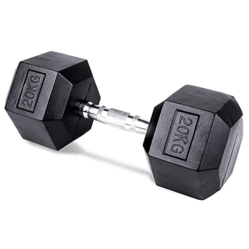 unycos - Balanced Core Dumbbell - Rubber Coated - Kurzhantel für Functional Training | Verwendung im Freien – Bodybuilding – Liegestütze – Cross-Training (1 Einheit x 20 Kg) von unycos