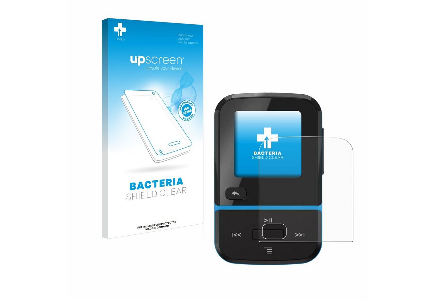 upscreen Schutzfolie für SanDisk Clip Sport Go, Displayschutzfolie, Folie Premium klar antibakteriell von upscreen
