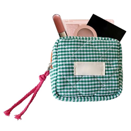 usefulbeauty Lippenstifttasche, kleine Schminktasche - Kleine Make-up-Reißverschlusstaschen,Make-up-Tasche, kleine quadratische Karierte Kosmetik-Reisetasche für Damen und Mädchen von usefulbeauty