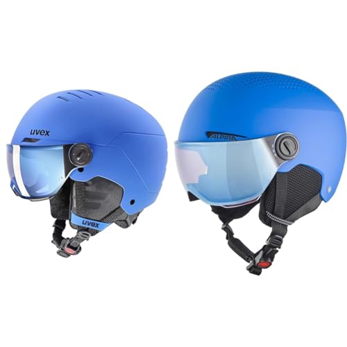 uvex Rocket jr Visor - Skihelm für Kinder - mit Visier - Blue matt - 54-58 cm & Alpina ZUPO Visor Q-LITE - Hochwertiger & Leichter Skihelm Mit Kontrastverstärkendem Visier Für Kinder von uvex