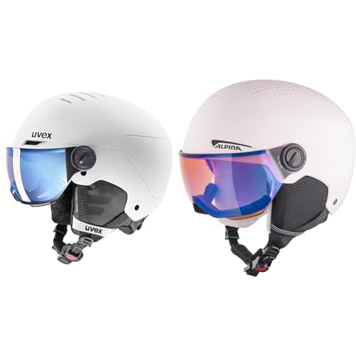 uvex Rocket jr Visor - Skihelm für Kinder - mit Visier - White - Black matt - 54-58 cm & Alpina ZUPO Visor Q-LITE - Hochwertiger & Leichter Skihelm Mit Kontrastverstärkendem Visier von uvex