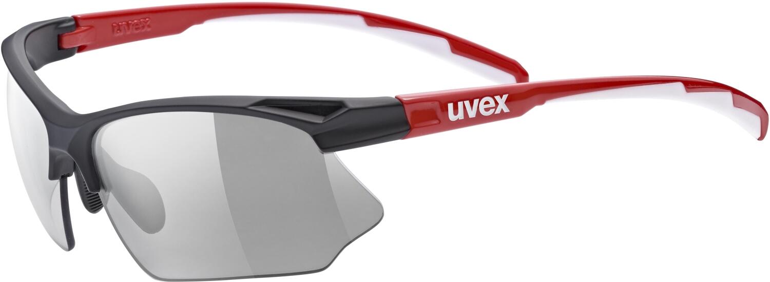 uvex Sportstyle 802 Variomatic Sportbrille (2301 black/red/white, variomatic smoke (S1-3)) von uvex