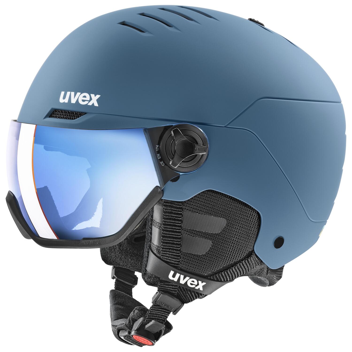 uvex Wanted Visor Skihelm (54-58 cm, 00 stone blue matt) von uvex