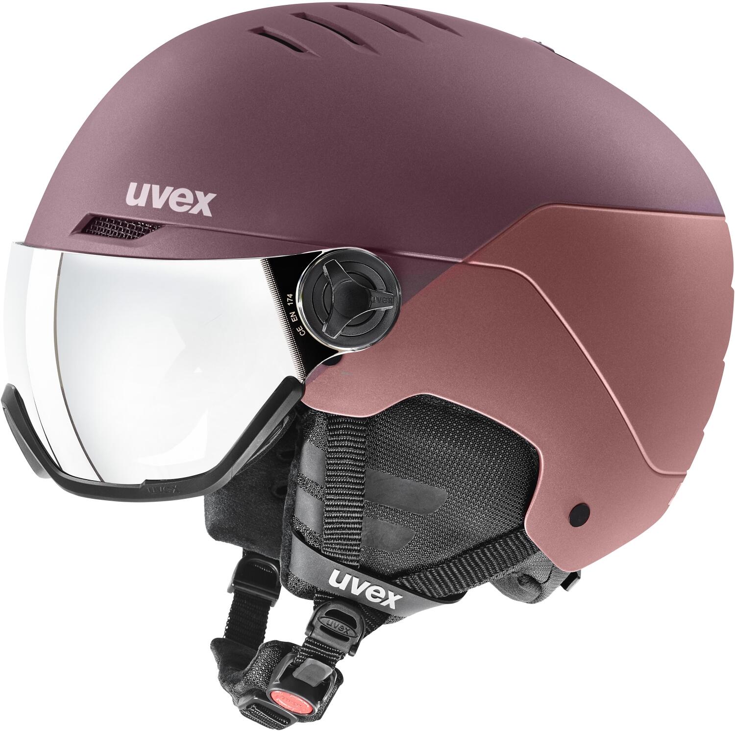 uvex Wanted Visor Skihelm (54-58 cm, 70 bramble/antique rose matt) von uvex