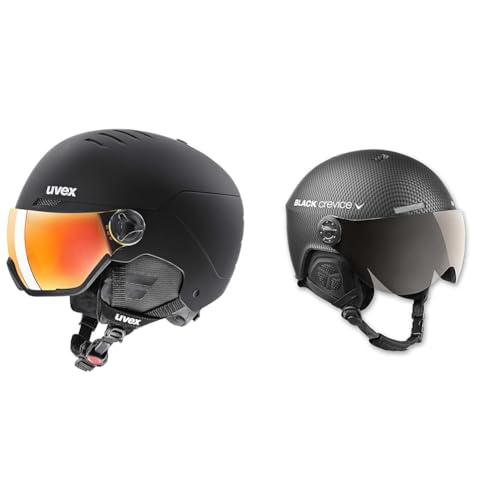 uvex Wanted Visor - Skihelm für Damen und Herren - mit Visier - individuelle Größenanpassung - Black matt - 54-58 cm & Black Crevice Skihelm mit Visier, Gstaad, BCR143921, schwarz Carbon, Gr. M/L von uvex