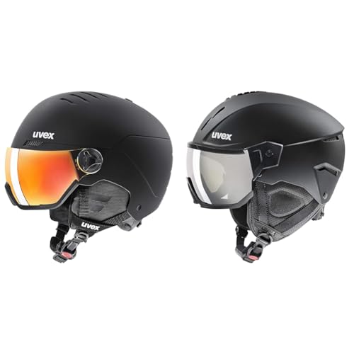 uvex Wanted Visor Skihelm für Damen und Herren mit Visier individuelle Größenanpassung Black & Instinct Visor Skihelm für Damen und Herren mit Visier individuelle Größenanpassung Black matt 56-58 cm von uvex