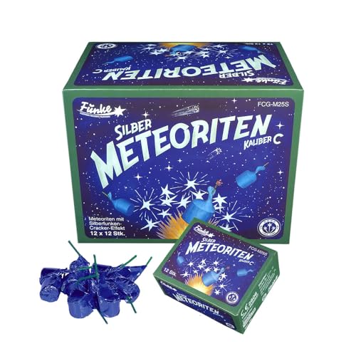 vama Funke Riesen Silber Meteoriten Kaliber C Crackling Sterne XXL mit Lauten Silberfunken Knattersterne Knallblitze Silvester Feuerwerk Jugendfrei (2) von vama