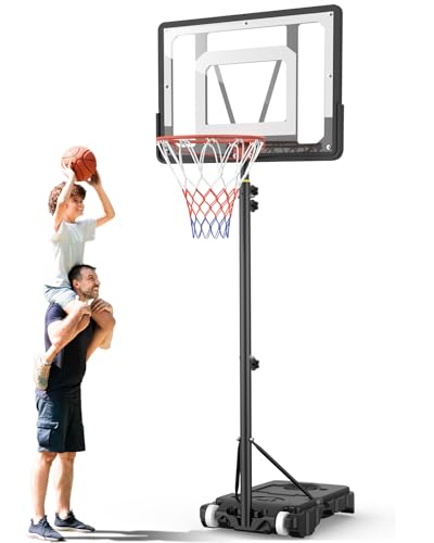 Basketballkorb Outdoor Kinder Basketball ständer: 150-210 cm Höhenverstellbar Basketballständer mit 80x60 cm bruchsichere Rückwand, Vergrößerter Basis und Rollen für Kinder/Jugendliche Basketballkorb Outdoor Kinder Basketball ständer: 150-210 cm Höhenverstellbar Basketballständer mit 80x60 cm bruchsichere Rückwand, Vergrößerter Basis und Rollen für Kinder/Jugendliche von vcloo