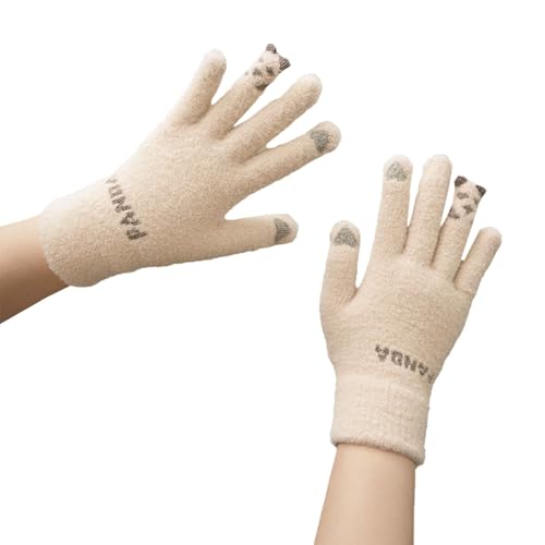 vejtmcc Gloves Women's Winter Padded Outdoor Cycling Car Cold Non Slip Screen Driving to Keep Warm Rote Handschuhe Damen (Khaki, One Size) von vejtmcc