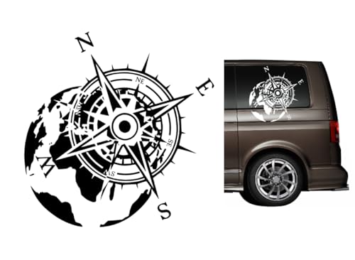 einen Kompass Aufkleber für Camper und Wohnmobile in verschiedenen Größen (SM1/3) (weiß glanz, 60x50cm) von verkauflade by Chr/Su