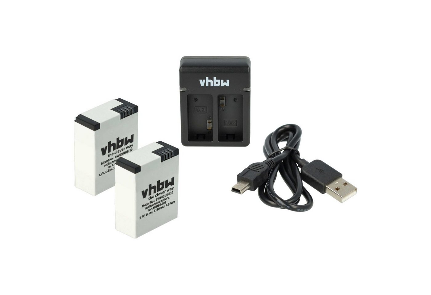 vhbw passend für GoPro AHDBT-302 Action-Cam Kamera-Ladegerät von vhbw
