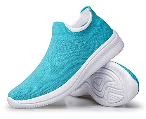 vibdiv Leichte Damenschuhe Slipper Wanderschuhe Flache Schuhe Atmungsaktiv Bequem zum Joggen Arbeiten Blau 39 von vibdiv