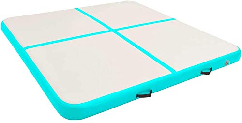 Aufblasbare Gymnastikmatte mit Pumpe 200x200x20 cm PVC Grün von vidaXL