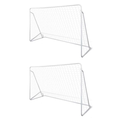 vidaXL 2X Fußballtor 240x90x150cm Stahl Fußballnetz Tornetz Fußball Tor Tore von vidaXL