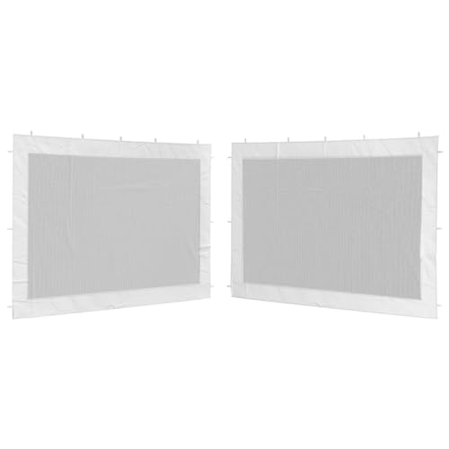 vidaXL 2X Seitenwand Partyzelt Seitenwände Pavillon Seitenteil Gartenzelt Wand Zeltwand mit Klettverschlüssen 300x195cm Mesh Weiß und Schwarz von vidaXL