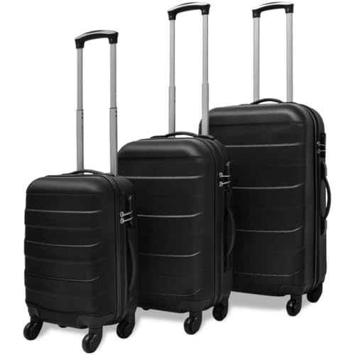 vidaXL 3X Reisekoffer Schwarz Trolley Kofferset Hartschalenkoffer Reise Koffer von vidaXL