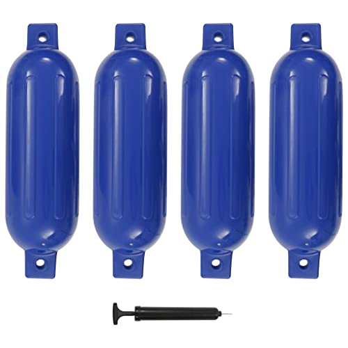 vidaXL 4X Bootsfender mit Pumpe Fender Langfender für Boot Prallschutz Rammschutz Bootschutz Stegfender Kugelfender Blau 51x14cm PVC von vidaXL