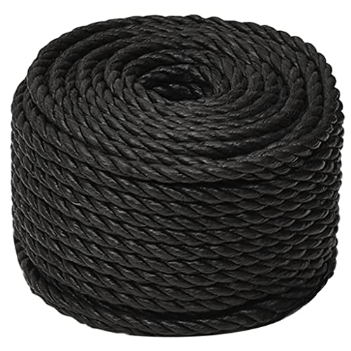 vidaXL Arbeitsseil Bodenarbeitsseil Arbeitsleine Mehrzweckleine Seil Bootsleine Allzweckseil Schnur Tau Leine Gedreht Schwarz 12mm 50m Polypropylen von vidaXL