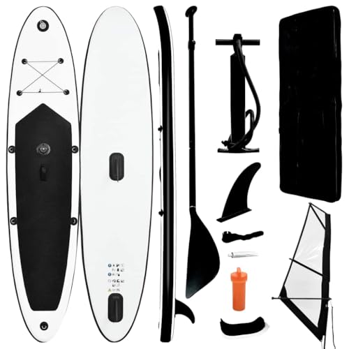 vidaXL Aufblasbares Stand-Up-Paddleboard Set mit Segel Schwarz Weiß vidaXL Aufblasbares Stand-Up-Paddleboard Set mit Segel Schwarz Weiß von vidaXL