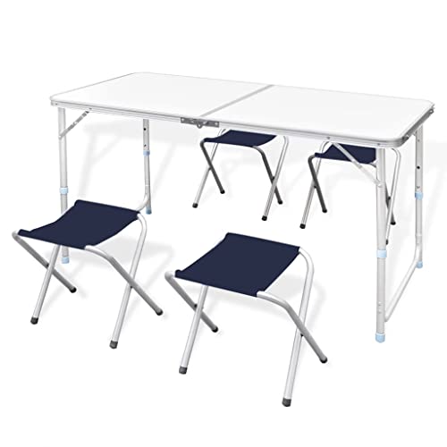 vidaXL Campingtisch Set mit 4 Hockern Klappmöbel Stühle Tisch Falthocker 120x60 von vidaXL