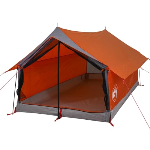 vidaXL Campingzelt, Trekkingzelt für 2 Personen Wasserdicht, Zelt mit Insektenschutz für Outdoor Camping Wandern, Wanderzelt Leicht Tragbar, Grau Orange von vidaXL